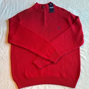 Chaps Men’s XL Red Cotton Mock Neck Quarter Zip Sweater NWT